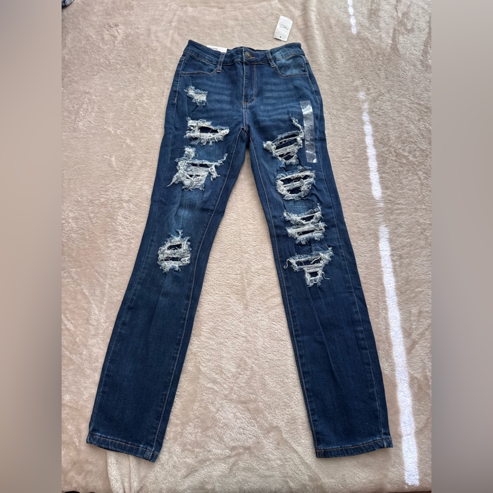 Rue21 Dark Blue Distressed Skinny Jeans